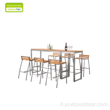 Set da tavolo e sedia da esterno in acciaio inox